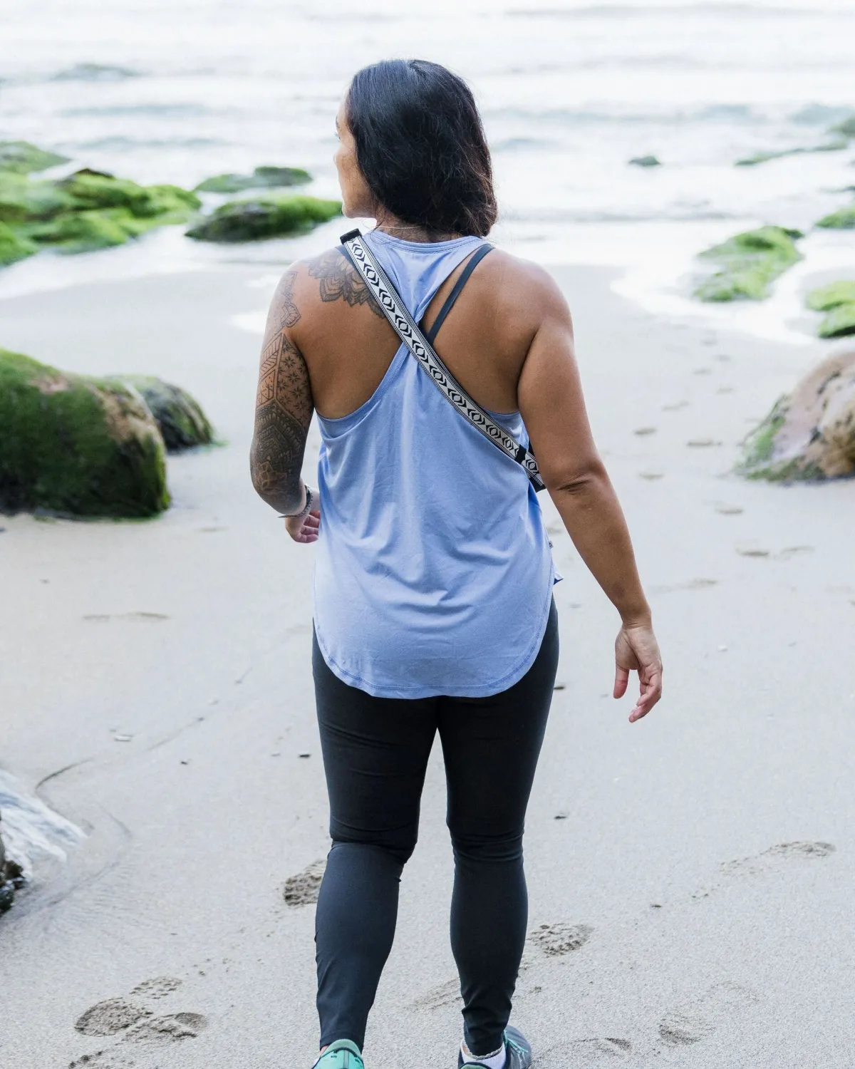 Tops|Tank Tops|Passenger Twist Recycled Marl Active Tank Top - Cornflower Marl CornflowerMarl