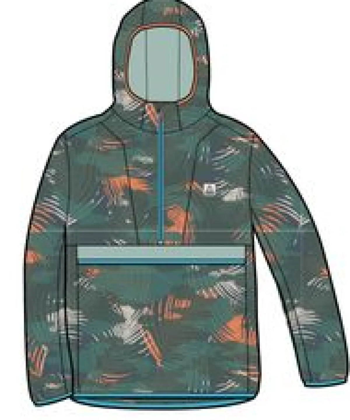 Outdoor Active|Jackets|Passenger Viento Recycled Windshell Anorak - Palm Camo Deep Sea PalmCamoDeepSea