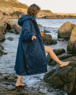 Surf Accessories|Surf Accessories|Passenger Waves Recycled Sherpa Lined Changing Robe - Rich Navy RichNavy
