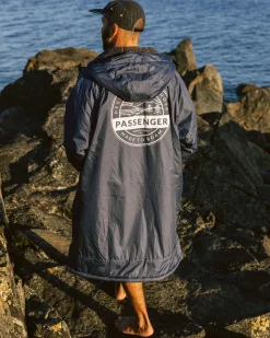 Surf Accessories|Surf Accessories|Passenger Waves Recycled Sherpa Lined Changing Robe - Rich Navy RichNavy
