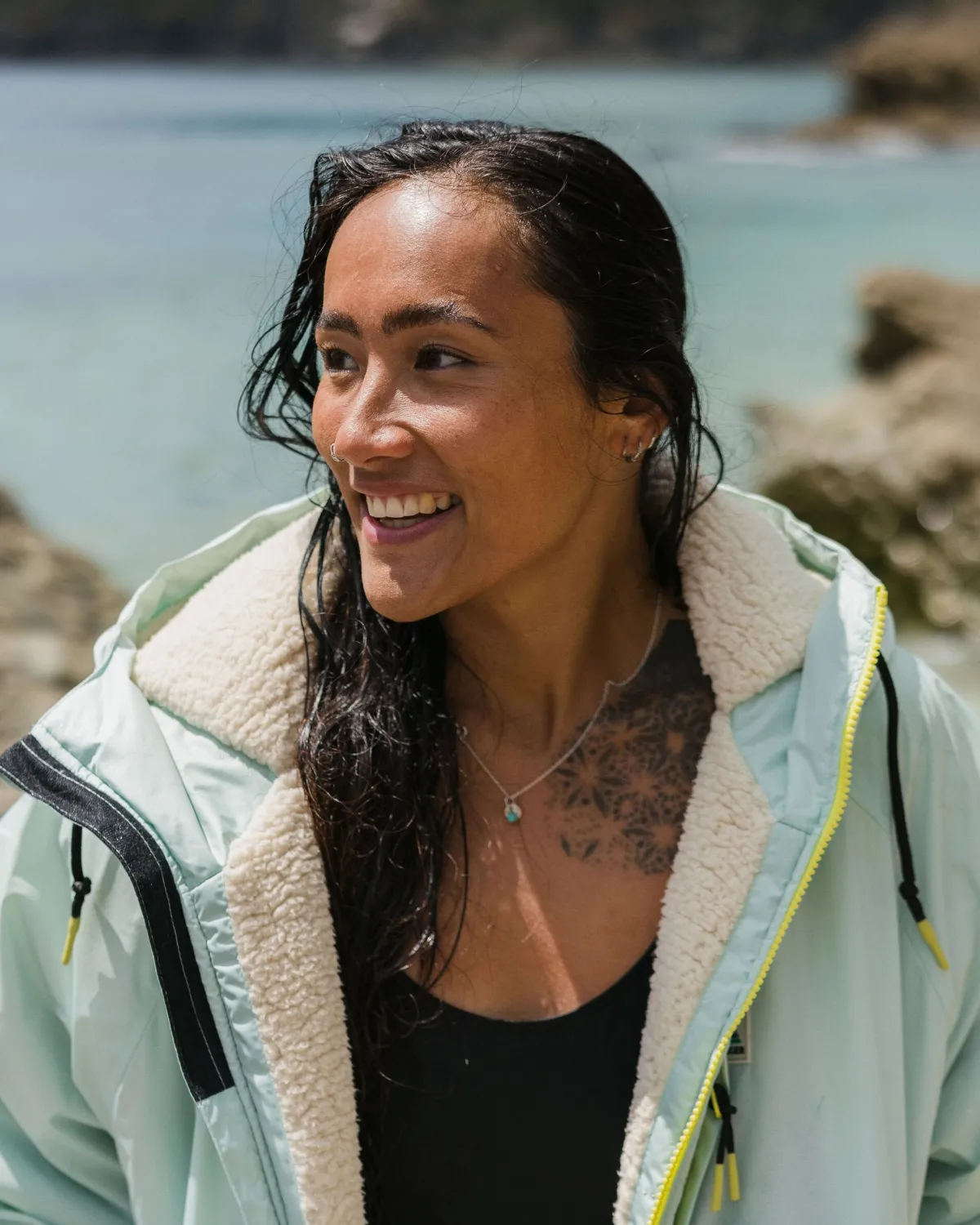 Changing Robes|Changing Robes & Surf Ponchos|Passenger Waves Recycled Sherpa Lined Changing Robe - Surf Spray/Deep Sea SurfSpray/DeepSea