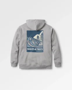 Hoodies|Passenger Waves u0026 Trees Organic Cotton Hoodie - Steel Gray SteelGray