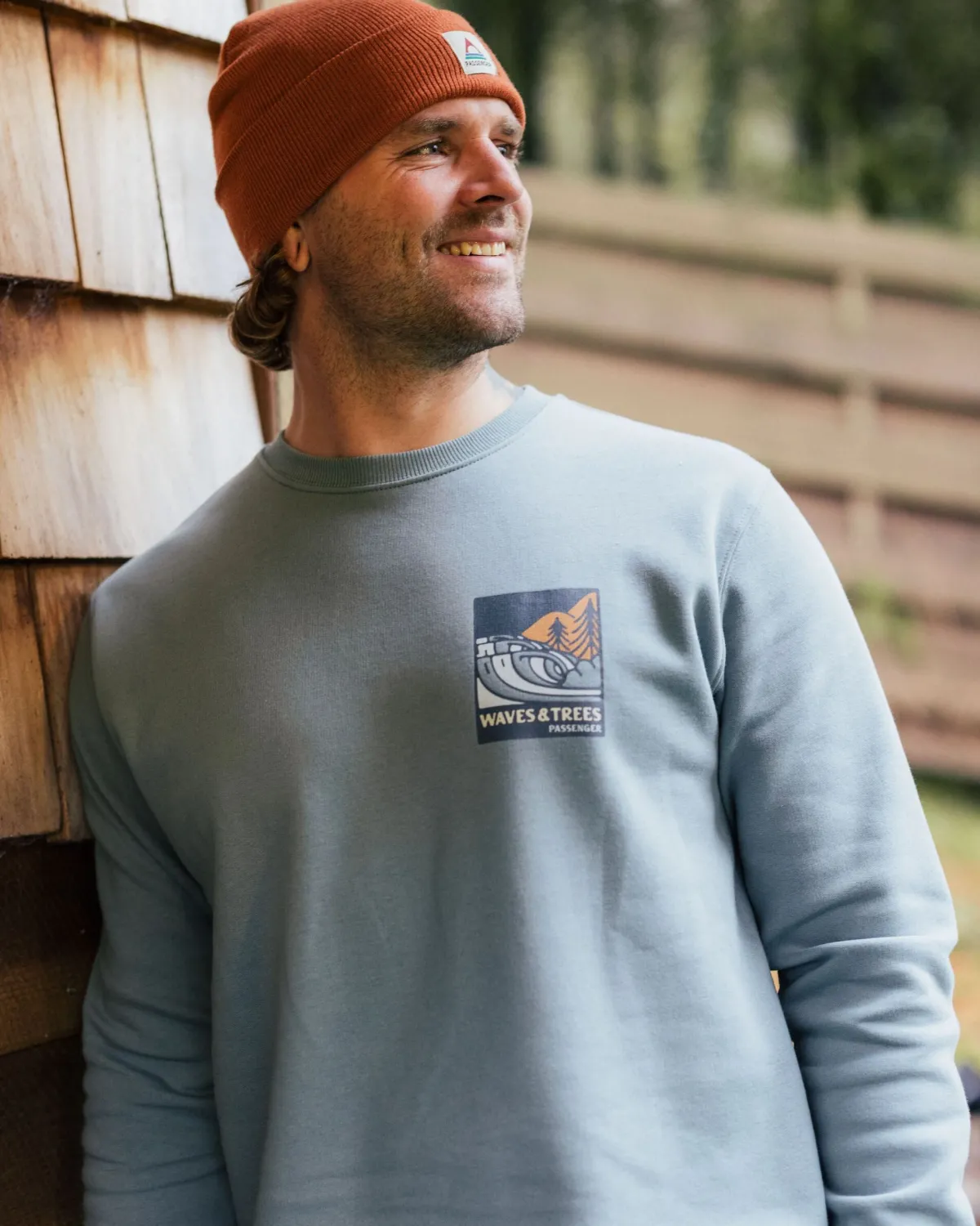 Hoodies & Sweatshirts|Passenger Waves u0026 Trees Organic Cotton Long Sleeve Sweatshirt - Stormy Sea StormySea
