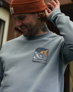 Hoodies & Sweatshirts|Passenger Waves u0026 Trees Organic Cotton Long Sleeve Sweatshirt - Stormy Sea StormySea