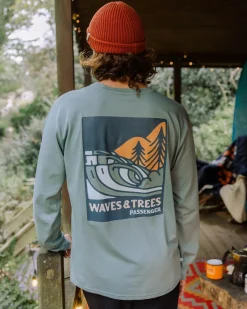 T-Shirts & Tank Tops|Passenger Waves u0026 Trees Organic Cotton Long Sleeve T-Shirt - Stormy Sea StormySea