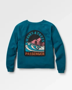 Sweatshirts|Hoodies & Sweatshirts|Passenger Waves u0026 Trees Recycled Cotton Long Sleeve Sweatshirt - Tidal Blue TidalBlue