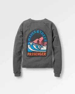 Sweatshirts|Hoodies & Sweatshirts|Passenger Waves u0026 Trees Recycled Cotton Long Sleeve Sweatshirt - Charcoal