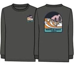 T-Shirts & Tank Tops|Passenger Waves u0026 Trees Recycled Long Sleeve T-Shirt - Charcoal