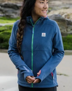 Hoodies|Tops|Passenger Women's Crest Recycled Polartec Fleece Hoodie - Dark Denim Marl DarkDenimMarl