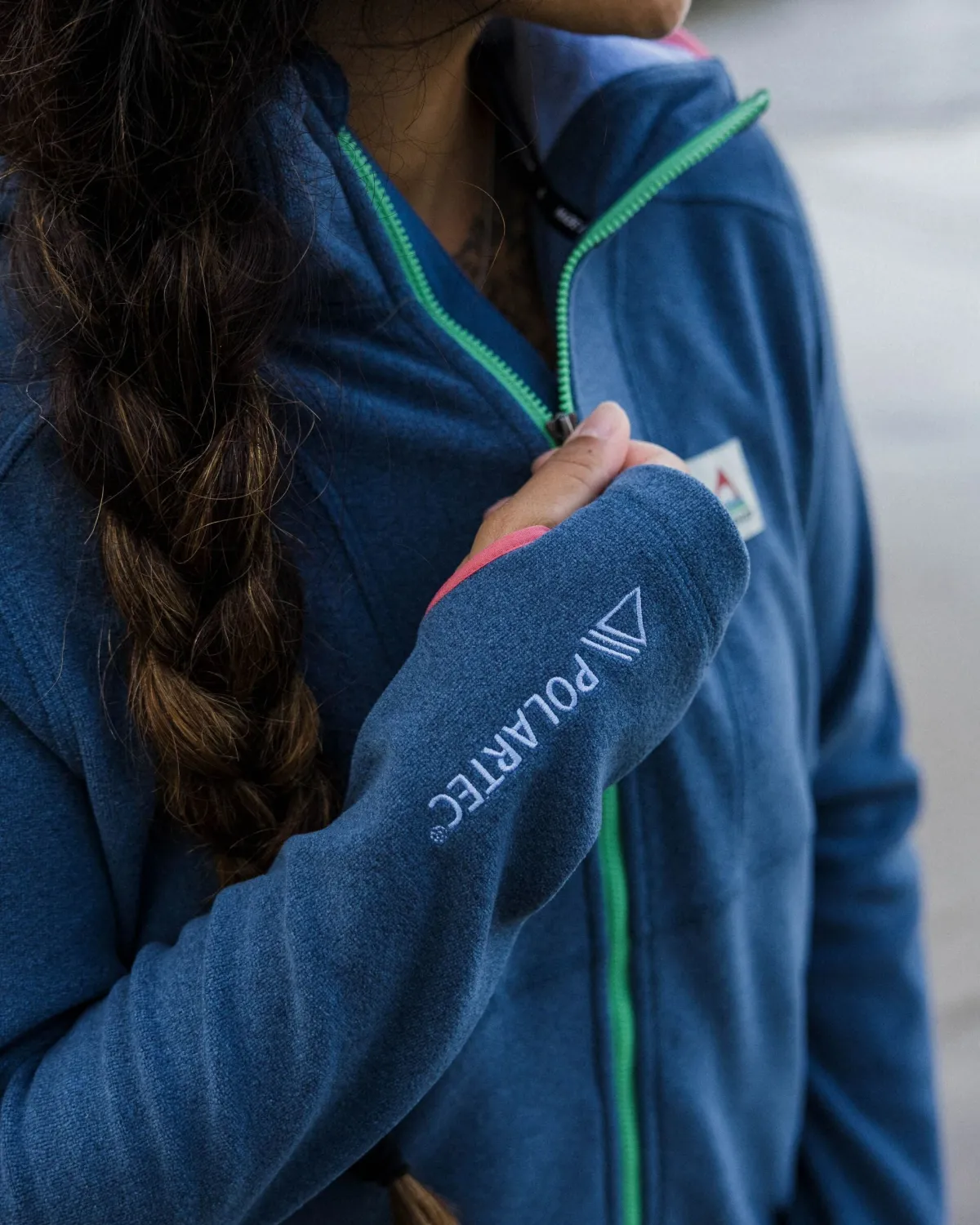 Hoodies|Tops|Passenger Women's Crest Recycled Polartec Fleece Hoodie - Dark Denim Marl DarkDenimMarl