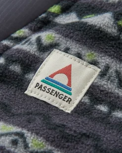 Fleece|Fleece|Passenger Woodland Hooded 1/2 Zip Recycled Polar Fleece - Mountain Geo Charcoal MountainGeoCharcoal