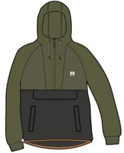 Fleece|Fleece|Passenger Woodland Hooded Half Zip Recycled Polar Fleece - True Black/ Khaki Green TrueBlack/KhakiGreen