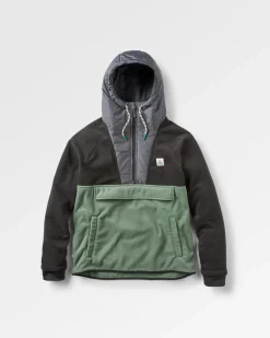Fleece|Fleece|Passenger Woodland Hooded Half Zip Recycled Polar Fleece - Black/ Dark Forest Black/DarkForest