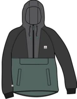Fleece|Fleece|Passenger Woodland Hooded Half Zip Recycled Polar Fleece - Black/ Dark Forest Black/DarkForest