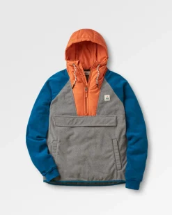 Fleece|Fleece|Passenger Woodland Hooded Half Zip Recycled Polar Fleece - Grey Marl/ Tidal Blue GreyMarl/TidalBlue