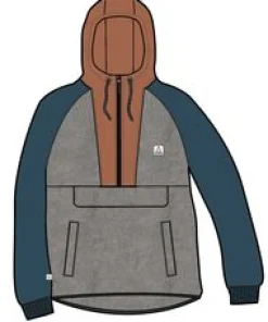 Fleece|Fleece|Passenger Woodland Hooded Half Zip Recycled Polar Fleece - Grey Marl/ Tidal Blue GreyMarl/TidalBlue