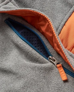Fleece|Fleece|Passenger Woodland Hooded Half Zip Recycled Polar Fleece - Grey Marl/ Tidal Blue GreyMarl/TidalBlue