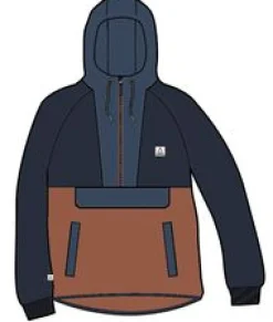 Fleece|Fleece|Passenger Woodland Hooded Half-Zip Polar Fleece - Deep Navy/Baked Clay DeepNavy/BakedClay