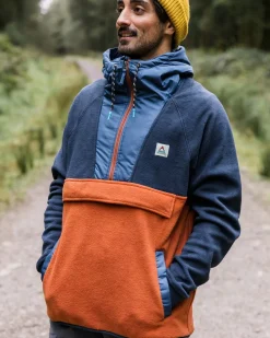 Fleece|Fleece|Passenger Woodland Hooded Half-Zip Polar Fleece - Deep Navy/Baked Clay DeepNavy/BakedClay