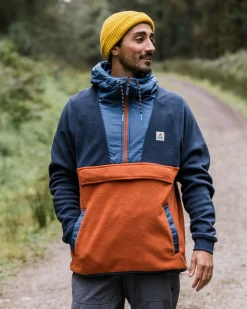 Fleece|Fleece|Passenger Woodland Hooded Half-Zip Polar Fleece - Deep Navy/Baked Clay DeepNavy/BakedClay